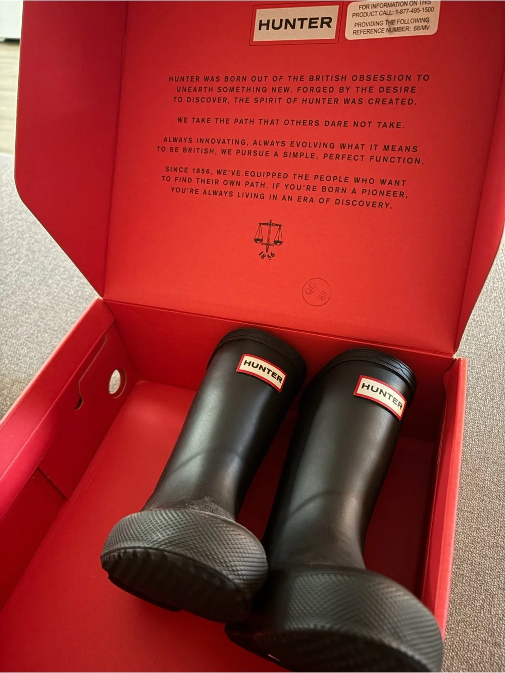 Hunter Kids First Classic Rain Boots - Black with Red Trim